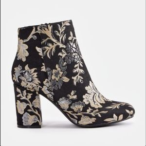 Black Embroidered Heeled Booties
